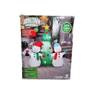 Gemmy Airblown Inflatable Snowman Christmas Tree LED 5.5ft Indoor Outdoor